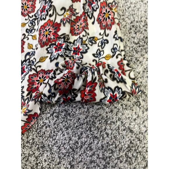 🌟3 for $35🌟 Rose & Olive Boho Peasant Tie Back Blouse, Long Sleeve L, Red/White - Picture 6 of 8